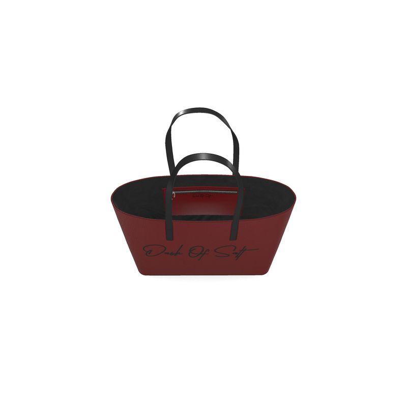 Signature Luxe Leather Tote (Maroon)