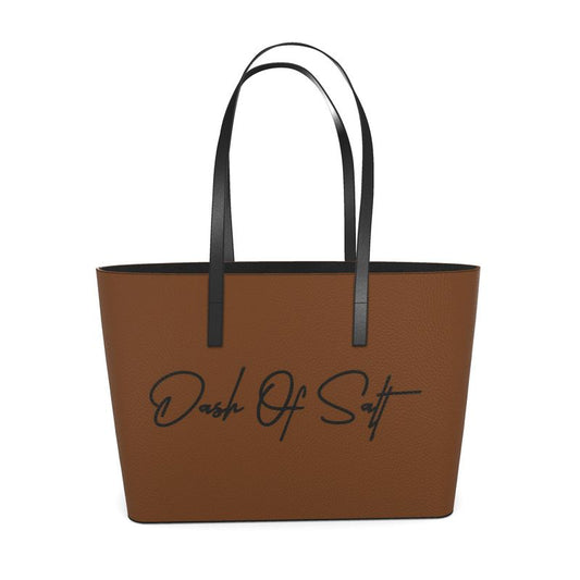 Signature Luxe Leather Tote (Chocolate)