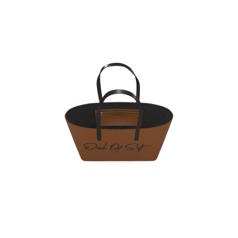 Signature Luxe Leather Tote (Chocolate)